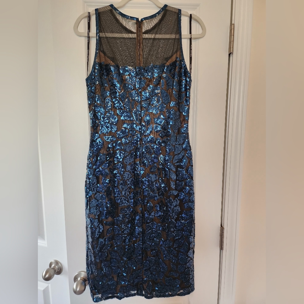 Tadashi Shoji Blue Sequin  Pencil Dress Size 10 - Picture 2 of 4